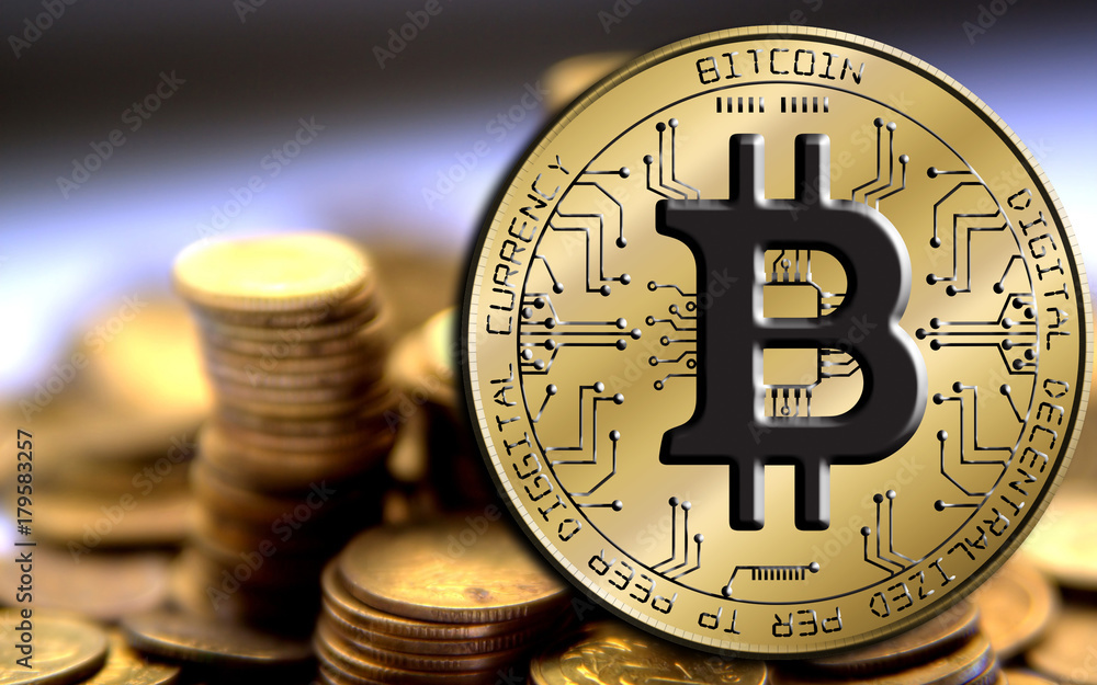Aufkleber bitcoin blockchain - bitcoin wallet concept for world wide virtual money electronic payment. gold bi