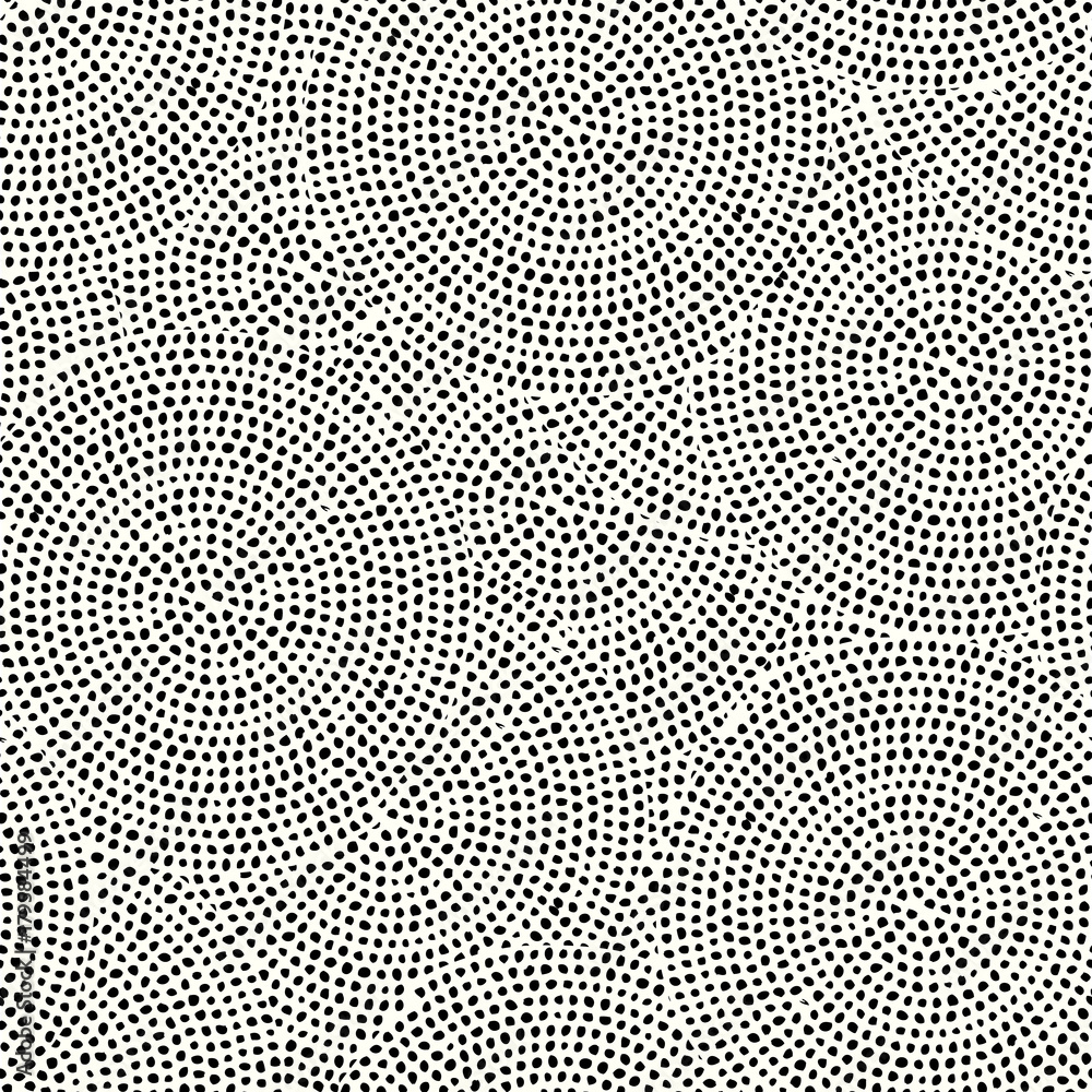 Fototapete Irregular dots pattern. Seamless background. Mosaic art tile of small dots on white background. Random circles.