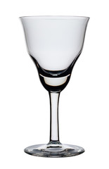 Figured empty wine glass for sherry isolated on a white background