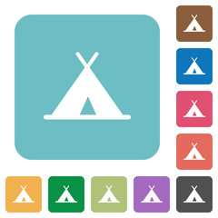 Tent rounded square flat icons