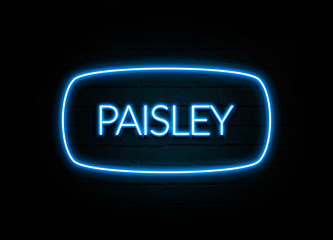 Paisley  - colorful Neon Sign on brickwall