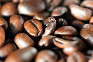 Espresso beans. Close up shot. Macro.