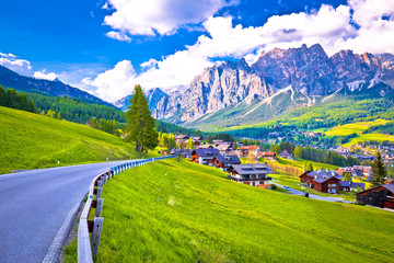 Road to Cortina d' Ampezzo in Dolomites Alps