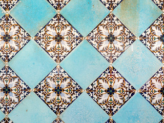 Typical traditional ceramic tiles "azulejos" from the Algarve