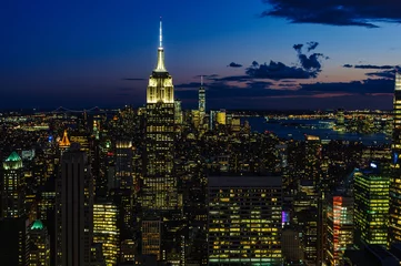 Fotobehang Empire State Building City skyline and Empire State Building at night in NYC, USA