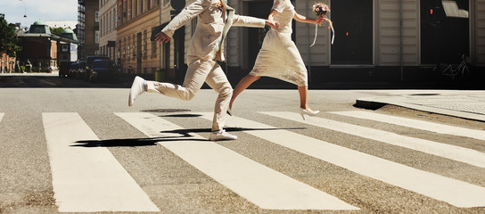 happy wedding, bride and groom together