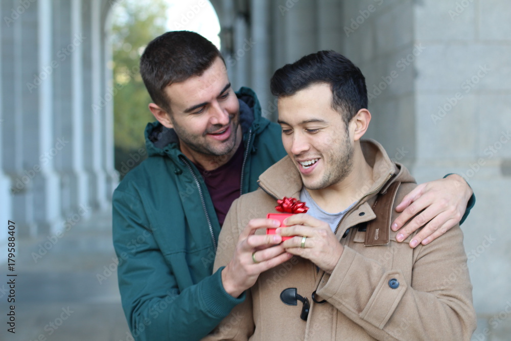 Wall mural Gay man popping the question