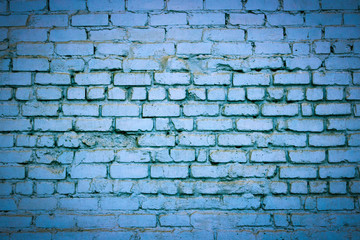 Brick wall. The brick wall painted in blue