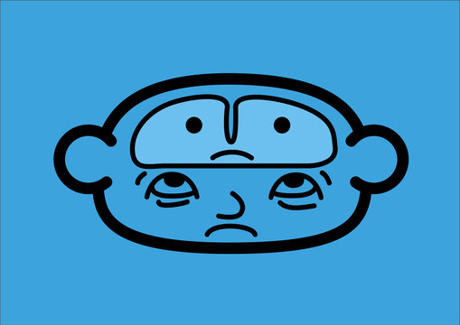 A head icon representing a brain with depression. Vector illustration