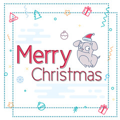 Merry Christmas from the flat design 2018 dog