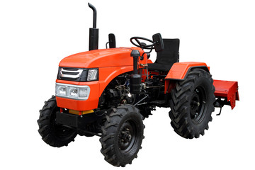 Obraz premium Red compact tractor.