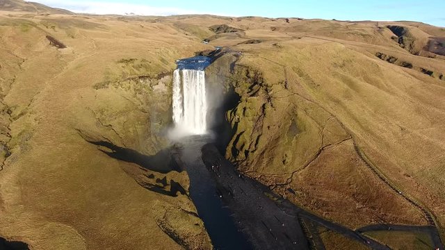 skogafoss Iceland aerial Drone