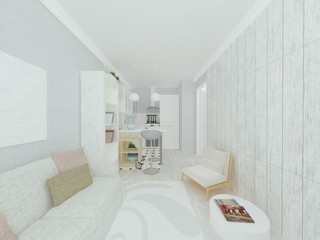 Cozy sitting room in small tiny modern studio flat