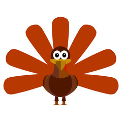 Turkey isolated on white background, Thanksgiving day, Vector illustration