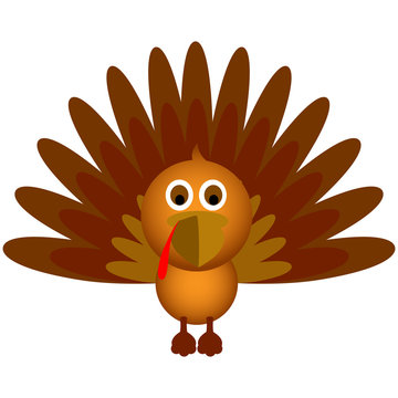 Turkey isolated on white background, Thanksgiving day, Vector illustration