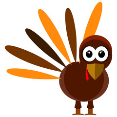 Turkey isolated on white background, Thanksgiving day, Vector illustration