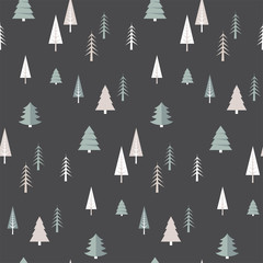 Obraz premium Christmas winter forest landscape . seamless pattern . Abstract Vector illustration