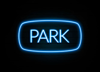 Park  - colorful Neon Sign on brickwall