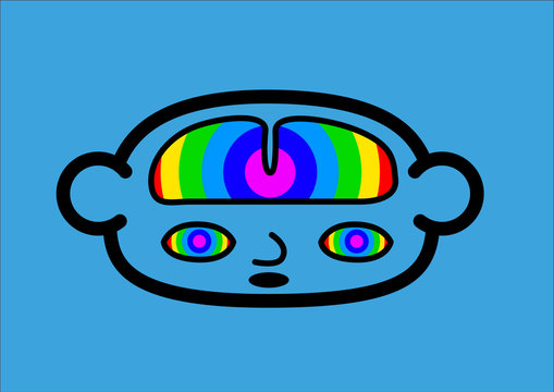 A head icon representing a psychedelic trip or hallucination, Vector illustration