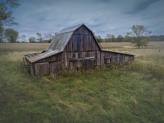 Aerial photo of an old barn in Indiana, USA