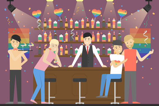 Gay party at bar.