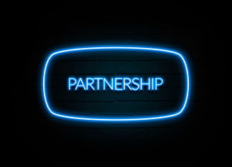 Partnership  - colorful Neon Sign on brickwall
