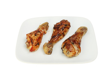Barbecued chicken drumsticks