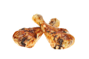 Barbecued chicken drumsticks