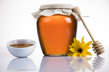 Flower, Sweet honey on white background