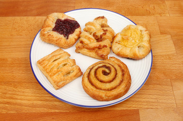 Danish pastries on a tabletop