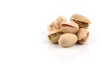 pistachio nut on white