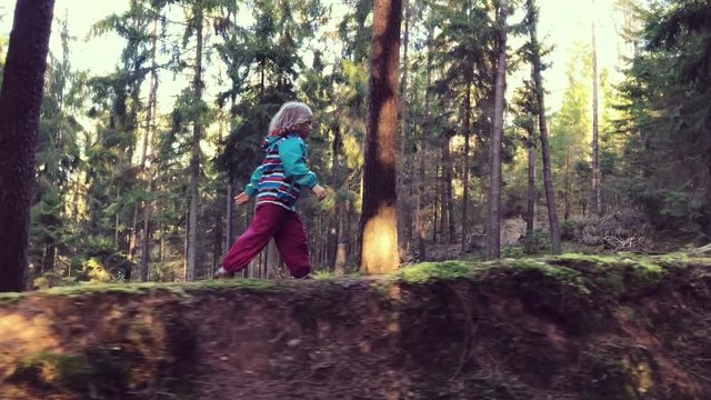 Cute little girl hiking in Rheinland-Pfalz forest