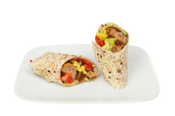 Sausage and salad wraps