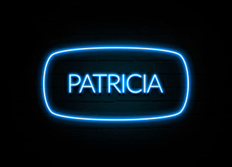 Patricia  - colorful Neon Sign on brickwall