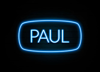 Paul  - colorful Neon Sign on brickwall
