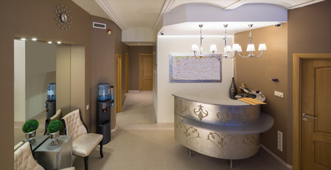 Spa salon, massage. Interior. Reception.