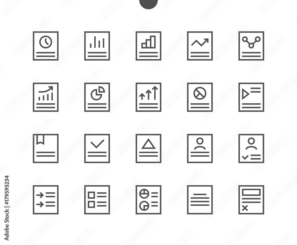 Poster report ui pixel perfect well-crafted vector thin line icons 48x48 ready for 24x24 grid for web graph