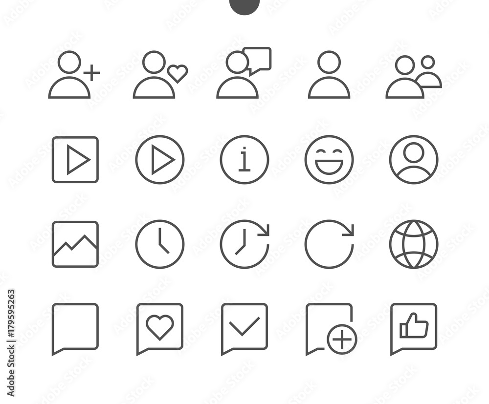 Poster social ui pixel perfect well-crafted vector thin line icons 48x48 ready for 24x24 grid for web graph