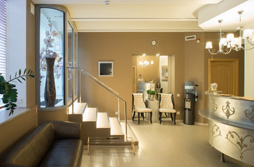 Spa salon, massage. Interior. Reception.