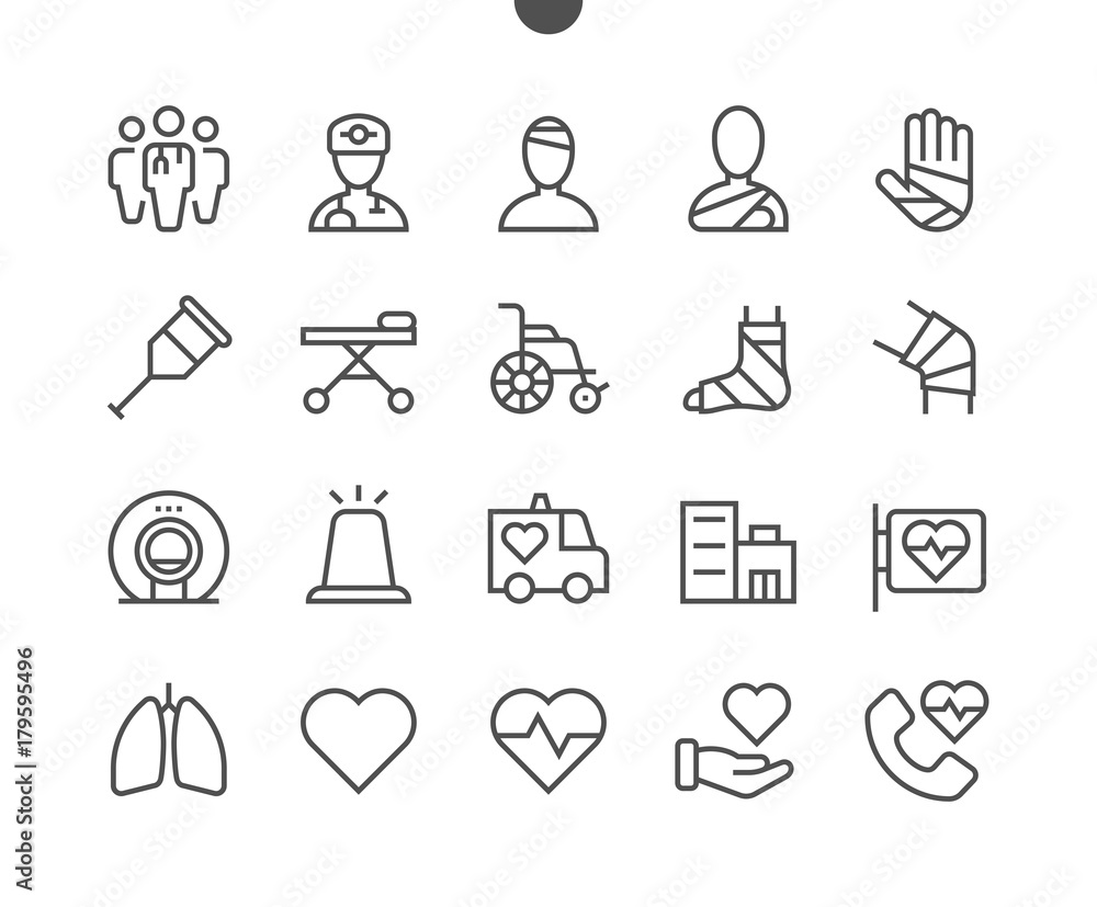 Poster medical ui pixel perfect well-crafted vector thin line icons 48x48 ready for 24x24 grid for web grap