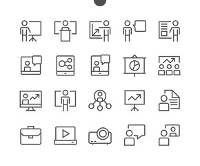 Business Presentation Outlined Pixel Perfect Well-crafted Vector Thin Line Icons 48x48 Ready for 24x24 Grid for Web Graphics and Apps with Editable Stroke. Simple Minimal Pictogram