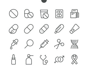 Medical UI Pixel Perfect Well-crafted Vector Thin Line Icons 48x48 Ready for 24x24 Grid for Web Graphics and Apps with Editable Stroke. Simple Minimal Pictogram