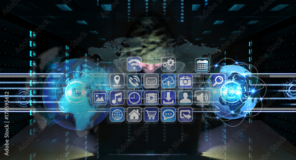 Leinwandbilder Hacker accessing to personal data information with a computer 3D rendering
