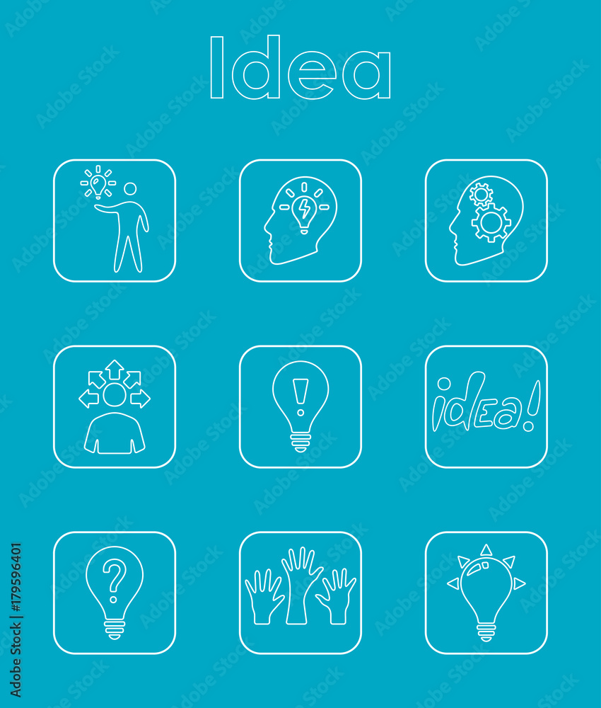 Poster set of idea simple icons
