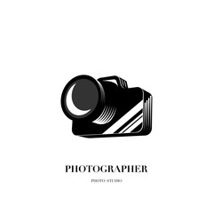 Abstract camera logo vector design template for professional photographer or photo studio