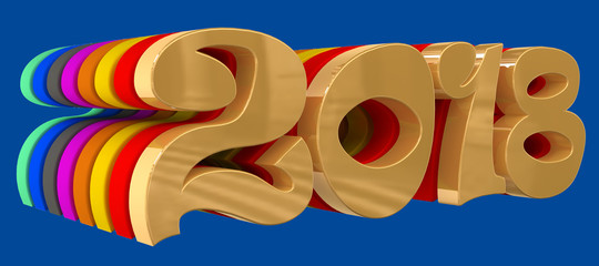 The voluminous letters are the text "2018", 3d image.