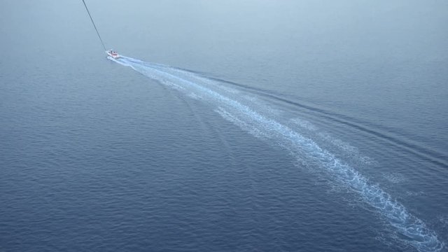 Parasailing above the Mediterranean sea.