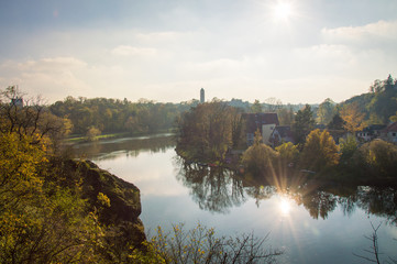 Naklejka na ściany i meble Idyllic view of Halle (Saale), Germany on a sunny day in Autumn