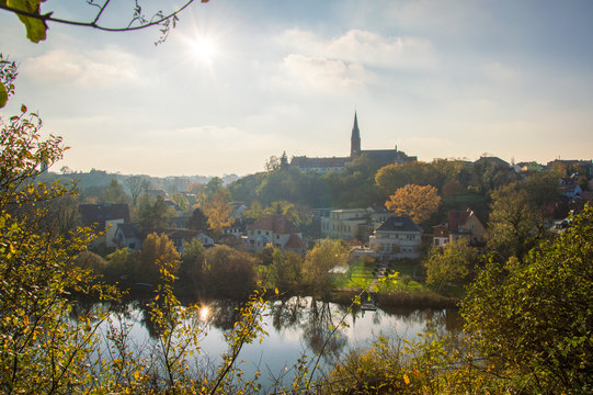 Idyllic view  of Halle (Saale), Germany on a sunny day in Autumn