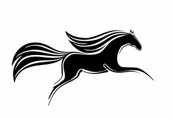 sketch of a black running horse